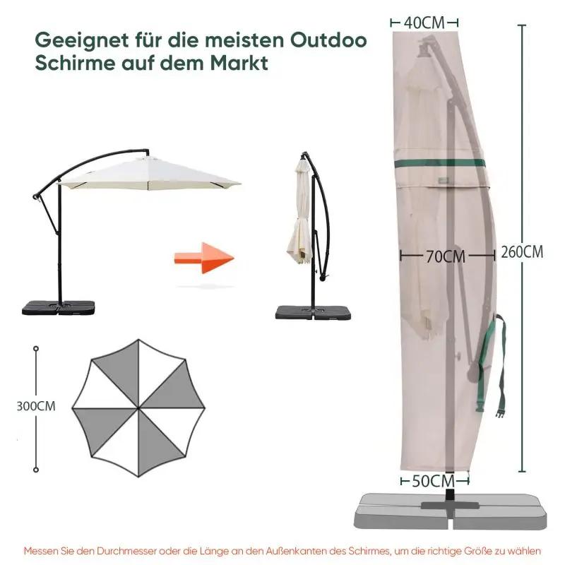 Sekey 260 x 40/70/50 cm Schutzhülle für 300 cm Ampelschirm, aus Polyester-Gewebe Sekey
