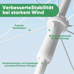 Sekey Sonnenschirm Ø160 cm rund mit Tragetasche & Bodenhülse, für Balkon & Strand Sekey
