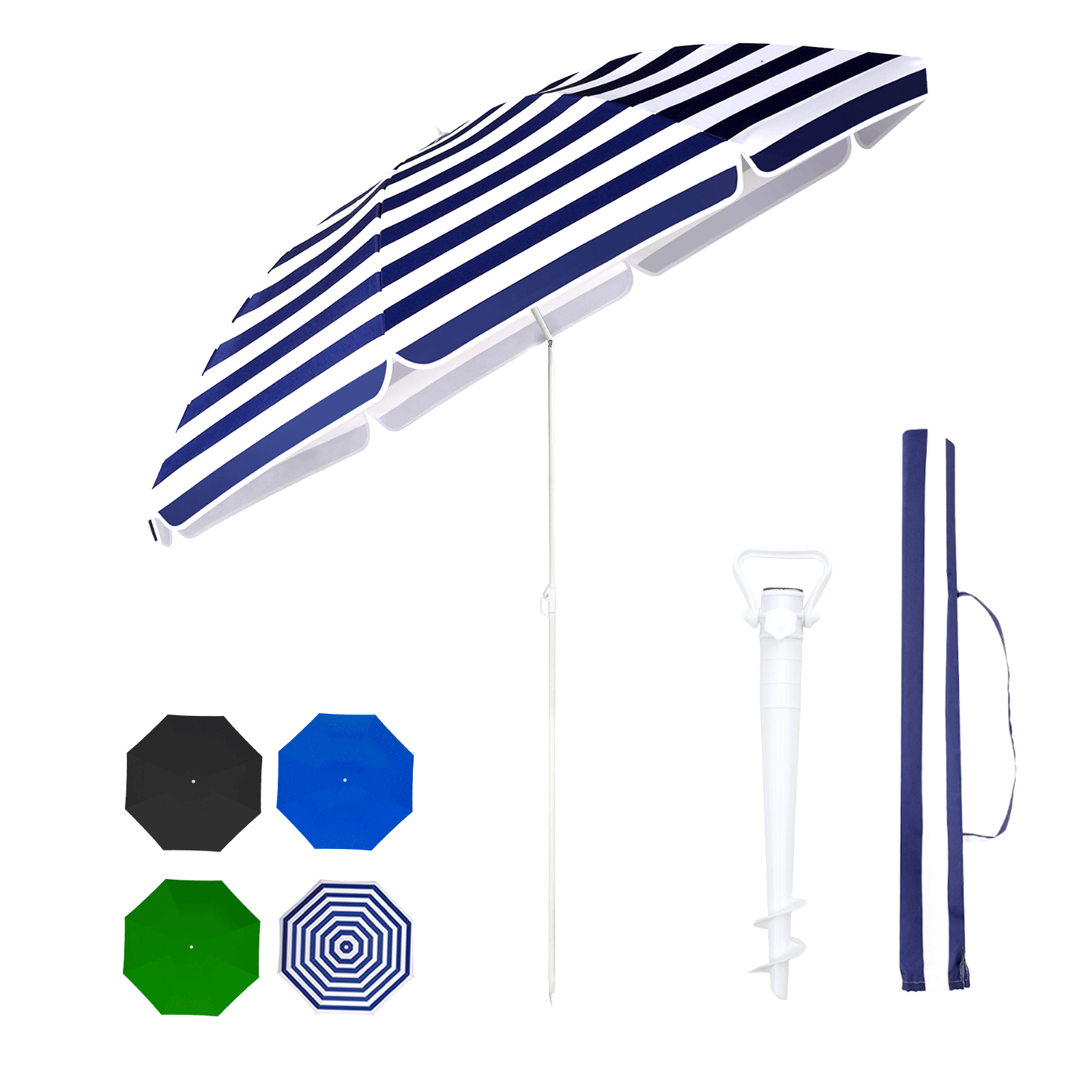 Sekey Sonnenschirm Ø160 cm rund mit Tragetasche & Bodenhülse, für Balkon & Strand Sekey