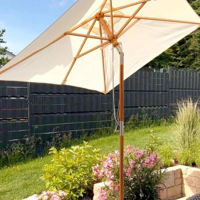 Sekey 200 x 150 cm Holz Sonnenschirm Rechteckig, Sonnenschutz UV50+ Sekey