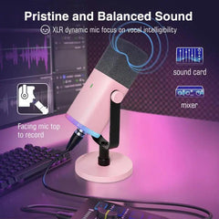 Fifine USB / XLR Dynamisch Mikrofon mit Stummschalttaste und Kopfhörerbuchse, AM8 Sekey