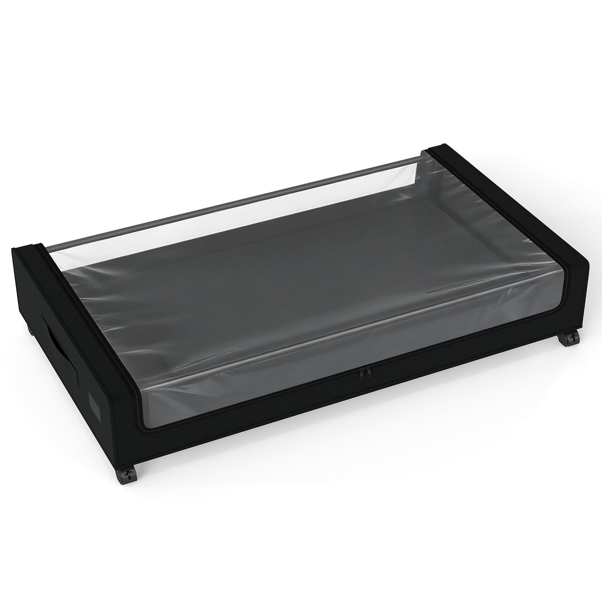 Sekey Unterbett-Aufbewahrungsbox mit Rollen 78 × 44 × 14 cm, Metallrahmen & PVC-Fenster für Kleidung & Bettwäsche