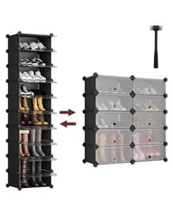 Sekey Schuhschrank mit 10 Fächern – Modularer Schuhorganizer für bis zu 20 Paar Schuhe, stabil & platzsparend, inkl. Hammer & Kippschutz Sekey