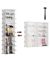 Sekey Schuhschrank mit 10 Fächern – Modularer Schuhorganizer für bis zu 20 Paar Schuhe, stabil & platzsparend, inkl. Hammer & Kippschutz Sekey