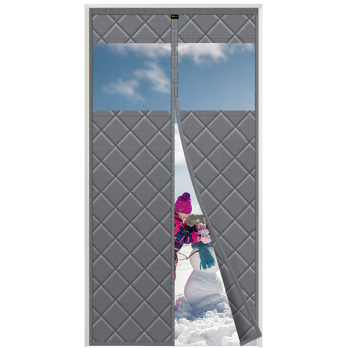Sekey Magnetic Thermal Door Curtain with Viewing Window – Cold &amp; Heat Protection, Self-Adhesive, Windproof, Energy Efficient