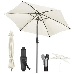 Sekey 270cm Sonnenschirm mit Kurbel, Knickbar im Sitzen, Sonnenschutz UV50+ Sekey