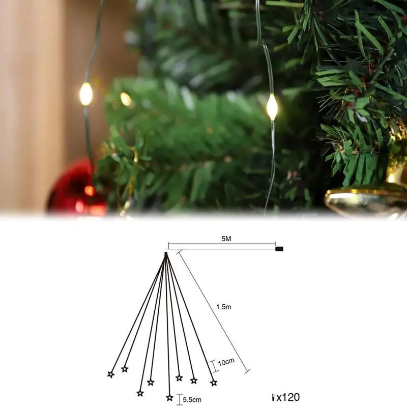 Salcar 2 m LED Lichterkette für Weihnachtsbaum, mit 10 Strängen, 200 LEDs, mit Fernbedienung, USB-betrieben Salcar