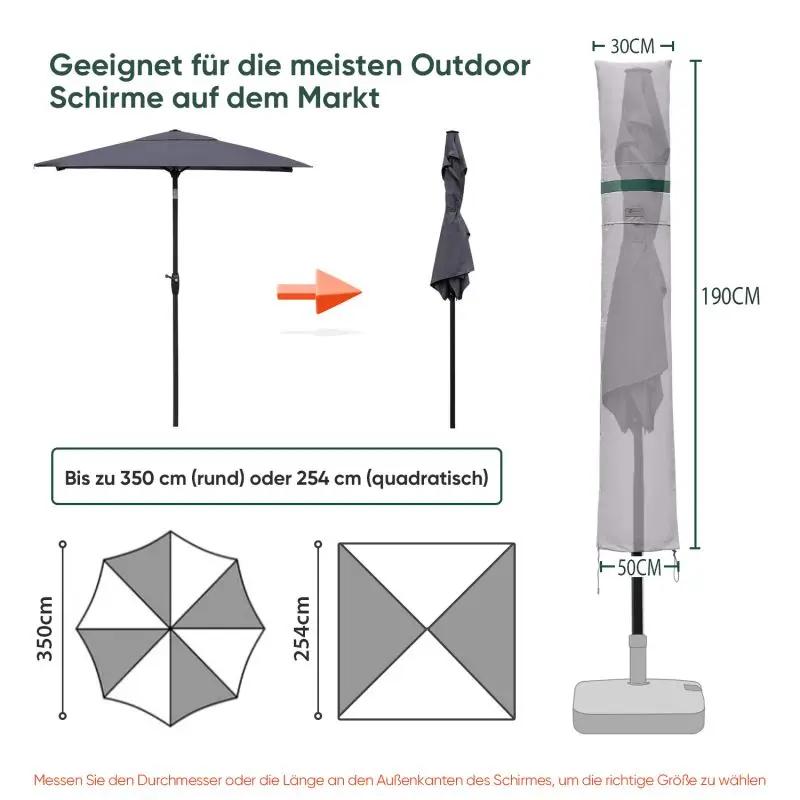 Sekey 190 x 30/50 cm Schutzhülle für 350 cm Sonnenschirm, aus Polyester-Gewebe Sekey