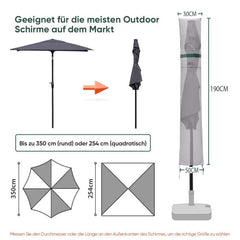Sekey 190 x 30/50 cm Schutzhülle für 350 cm Sonnenschirm, aus Polyester-Gewebe Sekey