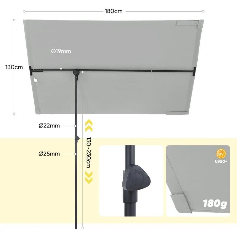 Sekey 180 x 130 cm Balkonschirm Rechteckig, Individuell Verstellbar, Sonnenschutz UV50+ Sekey