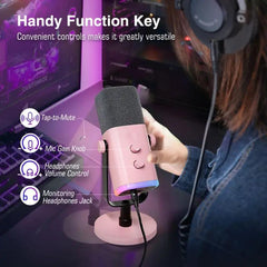 Fifine USB / XLR Dynamisch Mikrofon mit Stummschalttaste und Kopfhörerbuchse, AM8 Sekey
