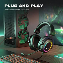 Fifine USB Gaming Headset mit Mikrofon, 3 EQ-Modi und 50mm Treiber Sekey