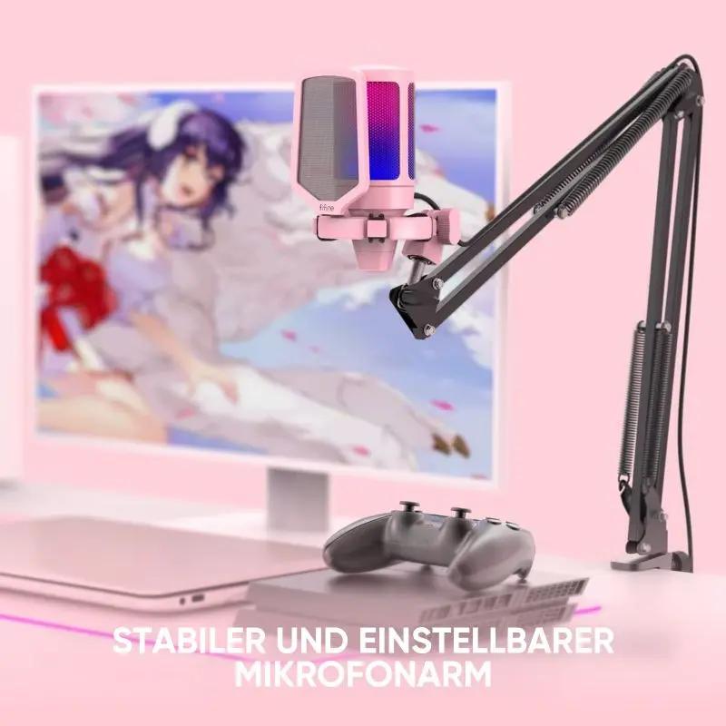 Fifine USB Kondensator Mikrofon mit Arm und Stummschalttaste, A6T Sekey