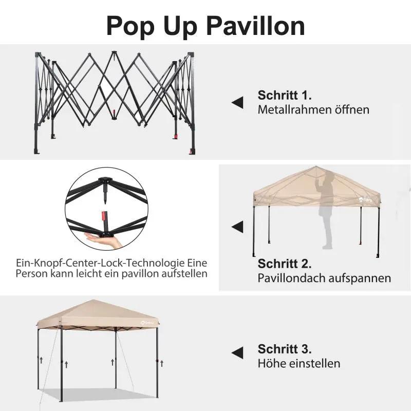 Sekey 300 x 300 cm Faltpavillon mit 4 Sandsäcken und Tragetasche Sekey