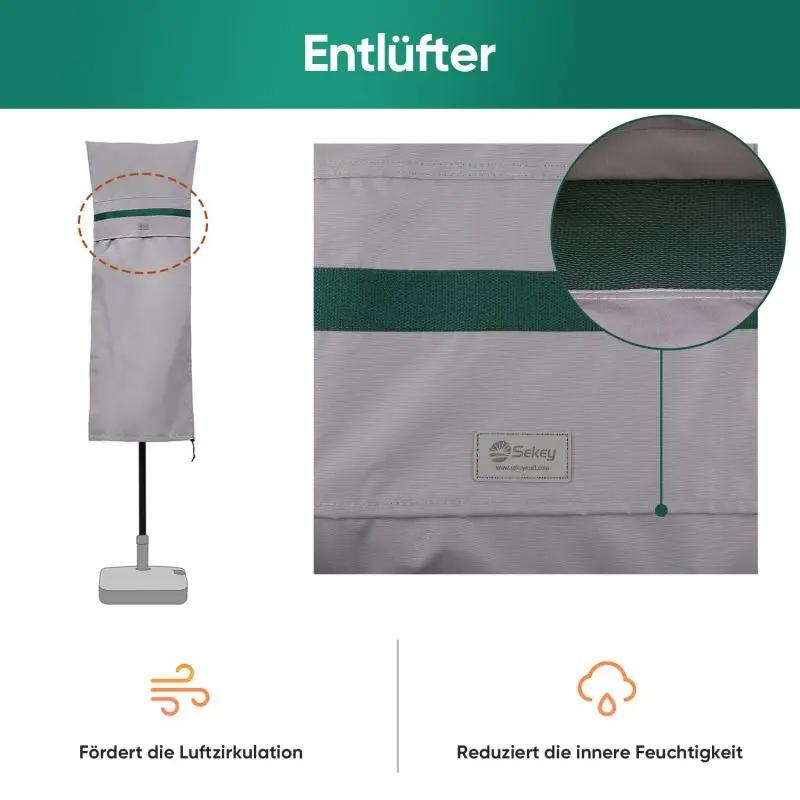 Sekey 160 x 62 cm Schutzhülle für Doppelsonnenschirm, aus Polyester-Gewebe Sekey