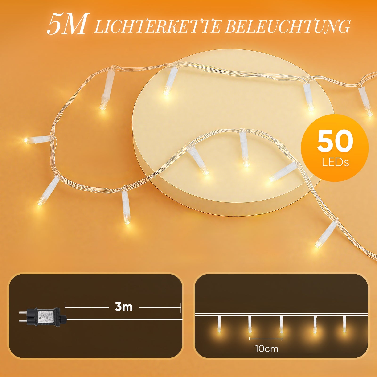 Salcar LED Lichterkette mit 5m/10m/15m/20m Länge – 50–300 LEDs, Fernbedienung, 8 Modi, Timer & IP44 Wasserdicht, für Weihnachtsdeko, Party, Hochzeit, Garten – Warmweiß Salcar