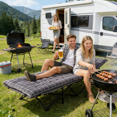 Sekey Feldbett Klappbar mit Matratze 190 × 71 cm – Campingbett bis 200 kg, Faltbett mit 7 cm Matratze, Tragbares Gästebett für Outdoor, Reisen & Zuhause