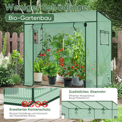 Sekey Tomatengewächshaus 200 x 170 x 77 cm Begehbares Folien-Gewächshaus für Balkon & Garten, stabil, winterfest & UV-beständig, Grün Sekey