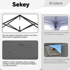 Sekey 300 x 600 cm Faltpavillon mit 6 Sandsack Sekey