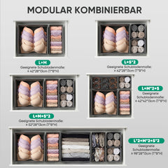 Sekey Schubladen-Organizer 12er Set – Faltbare Kleiderschrank Organizer aus Vliesstoff mit stabiler Bodenplatte, Aufbewahrungsboxen für Unterwäsche, Socken, Kleidung & Accessoires