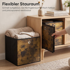 Sekey Aufbewahrungsboxen 6er Set 33 × 33 × 33 cm – Faltbare Stoffboxen mit Grifföse, stabile Ordnungsboxen für Kallax-Regale, Braun