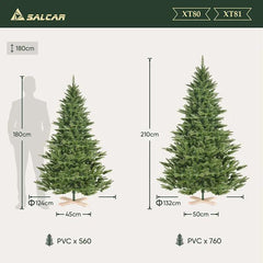 Salcar 180/210cm Künstlicher Weihnachtsbaum, Nordmanntanne, mit 560/760 Zweigen Salcar