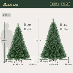 Salcar 180/210cm Künstlicher Weihnachtsbaum, Kiefer, mit 212/308 Kiefernnadeln und 120/264 PVC-Nadeln Salcar