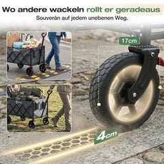 Sekey Bollerwagen Faltbar 120L – bis 100kg belastbar, Geländetauglicher Handwagen mit Bremse & verstellbarer Zugstange (83–103 cm), klappbar & kompakt für Camping, Einkauf & Transport, 4029 Pro, 4030