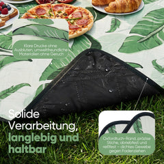 Sekey Picknickdecke Wasserdicht bananenblatt muster, mit den Blättern, Sandfreie Stranddecke mit PEVA-Unterseite & Tragegurt für Picknick, Camping und Strand
