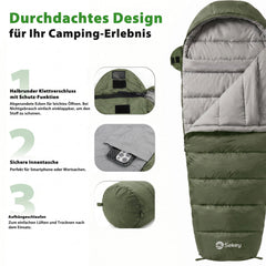 Sekey 4-Jahreszeiten Mumienschlafsack Erwachsene – 1,7 kg Schlafsack mit Anti-Klemm-Reißverschluss, wasserabweisend & atmungsaktiv, Komforttemperatur +5 °C, für Camping, Trekking & Outdoor
