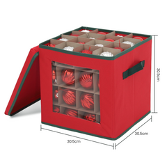 Salcar Aufbewahrungsbox für 64 Weihnachtskugeln – Faltbare Weihnachtsdeko-Box 30,5 cm mit Fächern & flexiblen Trennwänden, Transparentes Sichtfenster