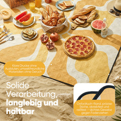 Sekey Picknickdecke Wasserdicht – Sandfreie Stranddecke mit Sonnen-Motiv, Sonnenmuster, PEVA-Unterseite & Tragegurt für Picknick, Camping und Strand