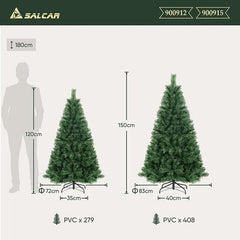 Salcar 120/150/180/210/240cm Künstlicher Weihnachtsbaum mit Metallständer, Nordmanntanne, mit 279/408/580/868/1168 Spitzen Salcar