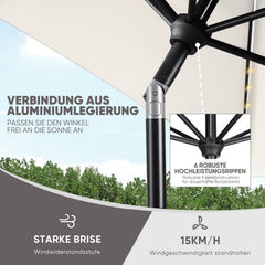 Sekey Sonnenschirm 210 x 140 cm Aluminum Sonnenschirm Rechteckig, mit Kurbel Sekey