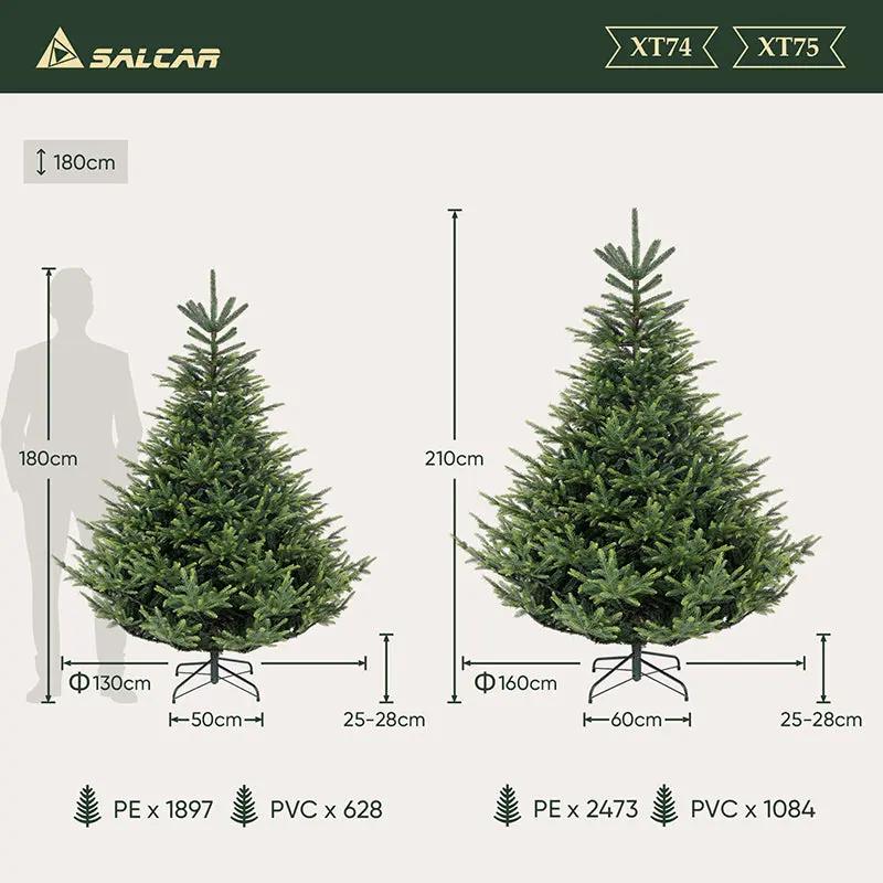 Salcar 180/210cm Künstlicher Weihnachtsbaum, 2525/3557 Zweige, 74 % PE Salcar
