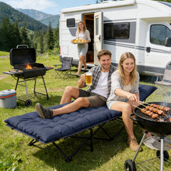 Sekey Feldbett Klappbar 190 × 71 × 35 cm – Campingbett mit 7 cm Matratze, Campingliege & Angelliege bis 200 kg, Faltbares Gästebett aus 1200D Oxford-Gewebe für Camping, Garten & Outdoor, Dunkelblau