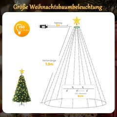 Salcar Weihnachtsbaum Lichterkette mit Sternspitze & Fernbedienung – 1,5 m (260 LED), 2 m (430 LED) oder 3 m (500 LED) Überwurf Lichterkette, Warmweiß, 8 Modi, Timer, Innen & Außen