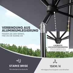 Sekey Sonnenschirm 210 x 140 cm Aluminum Sonnenschirm Rechteckig, mit Kurbel Sekey