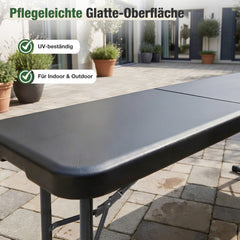Sekey Klappbare Bierbank*2 183 cm – Kunststoff Campingbank & Bierzeltbank bis 300 kg Belastbar, Gartenbank Klappbar mit Tragegriff, Schwarz