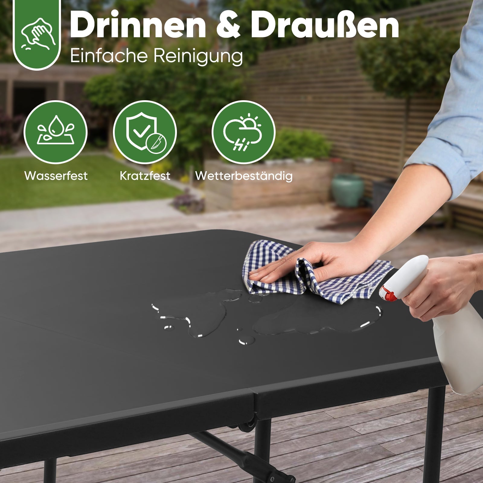 Sekey 3-tlg. Bierzeltgarnitur 180 cm – Klappbares Gartenmöbel-Set mit Tisch & 2 Bänken, Wetterfest & Tragbar für Garten, Balkon & Camping Sekey