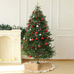 SALCAR Round Linen Christmas Tree Skirt with Ruffled Edge – High-quality Christmas tree skirt for a clean home and festive Christmas decoration