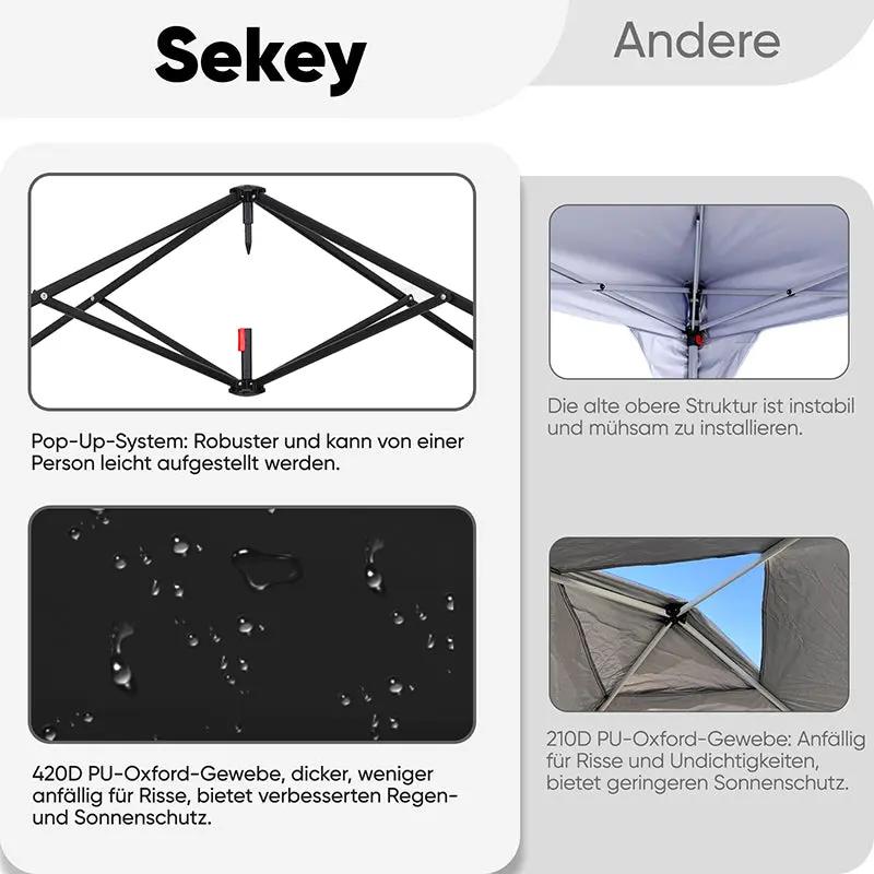 Sekey 300 x 600 cm Faltpavillon mit 6 Sandsack Sekey
