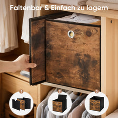 Sekey Aufbewahrungsboxen 6er Set in Holzoptik | Stoffboxen 30 × 30 × 30 cm natürliches Design & stabile Struktur