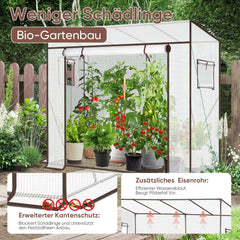 Sekey Tomatengewächshaus Tamara XL Folien-Gewächszelt mit aufrollbarer Tür, stabiler Rahmen 200 x 77 x 146/170 cm Sekey