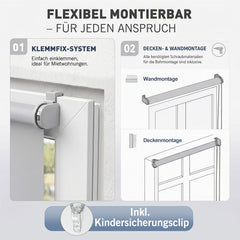 Salcar Thermorollo ohne Bohren Klemmfix Hellgrau – Verdunkelungsrollo für Fenster & Tür mit Thermobeschichtung, Sonnenschutz, Hitzeschutz & Sichtschutz