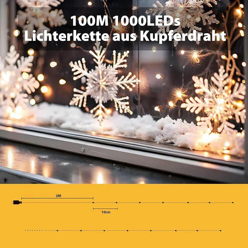 Salcar 100 m LED Micro Lichterkette, 1000 LEDs, 31V GS zertifizierte Stromversorgung Sekey