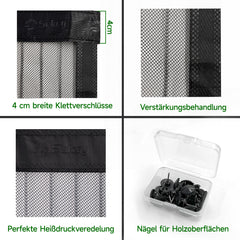 Sekey Zuschneidbar Magnet Fliegengitter Tür aus Polyester, Schwarz