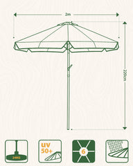 Sekey Sonnenschirm Ø200 cm rund mit Kurbel & Knickfunktion – Balkon Sonnenschirm UV50+, wetterfest & stabil für Terrasse, Garten & Camping
