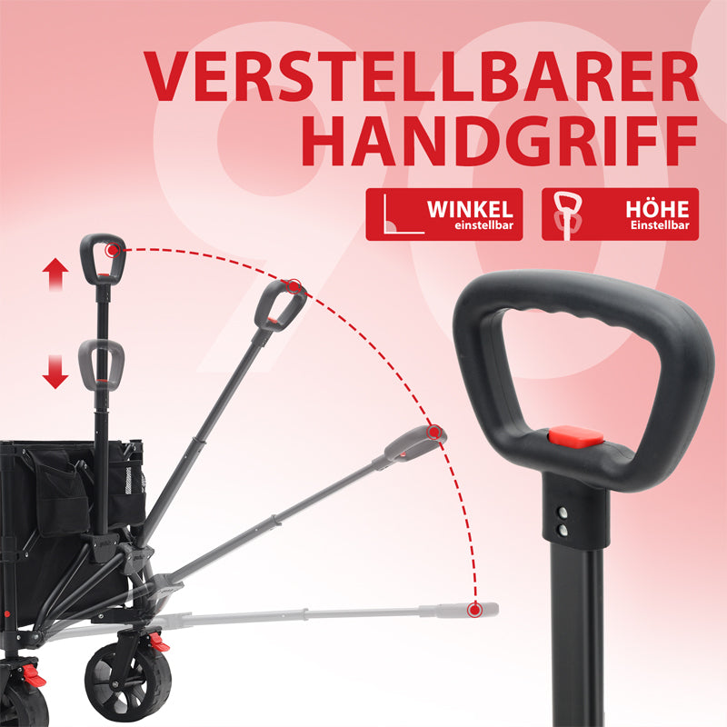 Sunula Faltbarer Bollerwagen 3026 mit Allwetterrädern, 300 L Volumen, 149 kg Tragkraft – Robuster Transportwagen für Strand, Camping, Garten & Einkauf SEKEYMALL