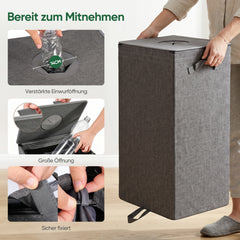 Sekey Pfandflaschen Sammelbehälter 100L mit Deckel, Flaschenkorb für Leergut & Dosen, Herausnehmbarer Innenbeutel mit Schultergurt, Flaschensammler für Küche, Keller & Recycling